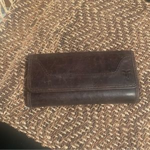 Frye Melissa Leather Continental Leather Wallet Dark Brown